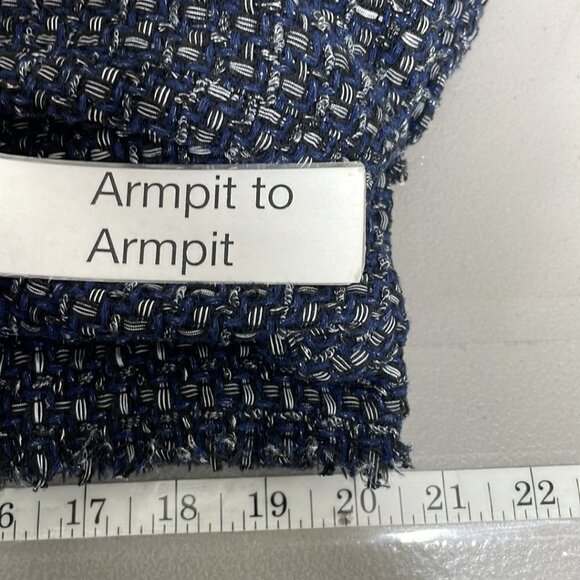 Ann Taylor Petite Jacket Coat Open Front Fringe Blue Gray Size Large Petite LP - Picture 13 of 17